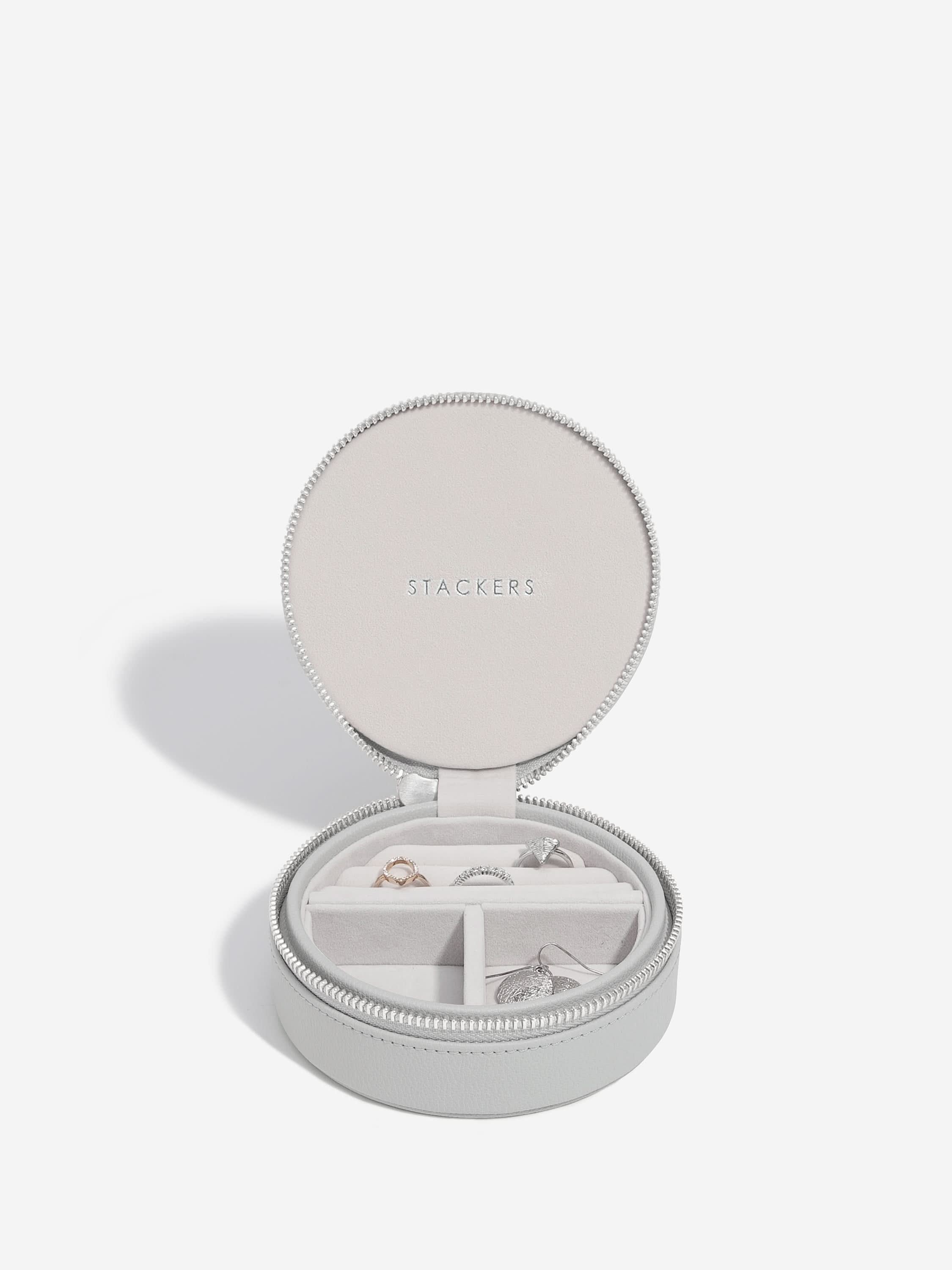 Stackers Ronde Travel Jewellery Box Grijs - Mystackers
