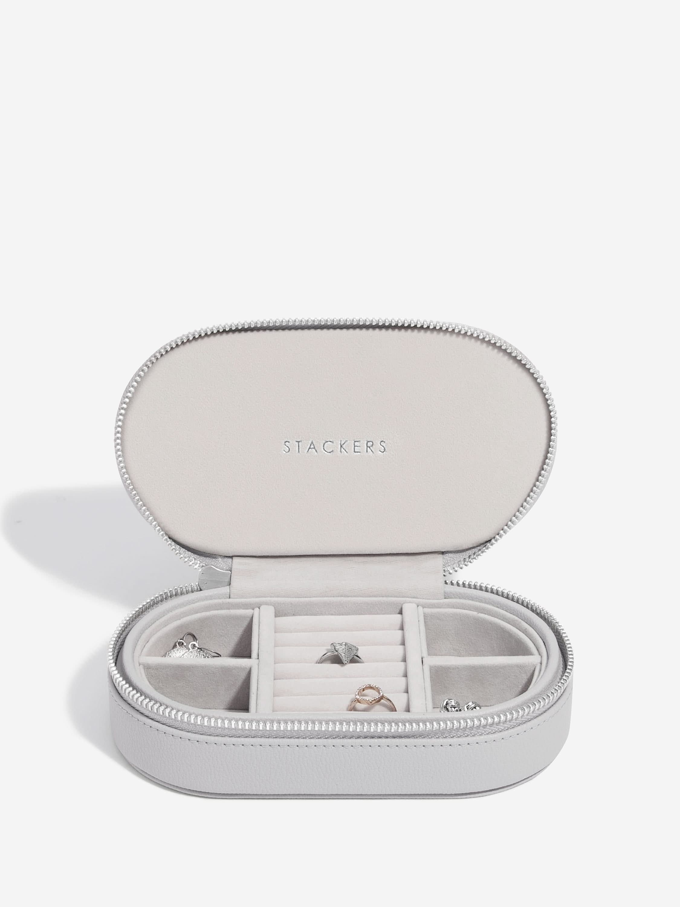 Stackers Ovale Travel Jewellery Box Grijs - Mystackers