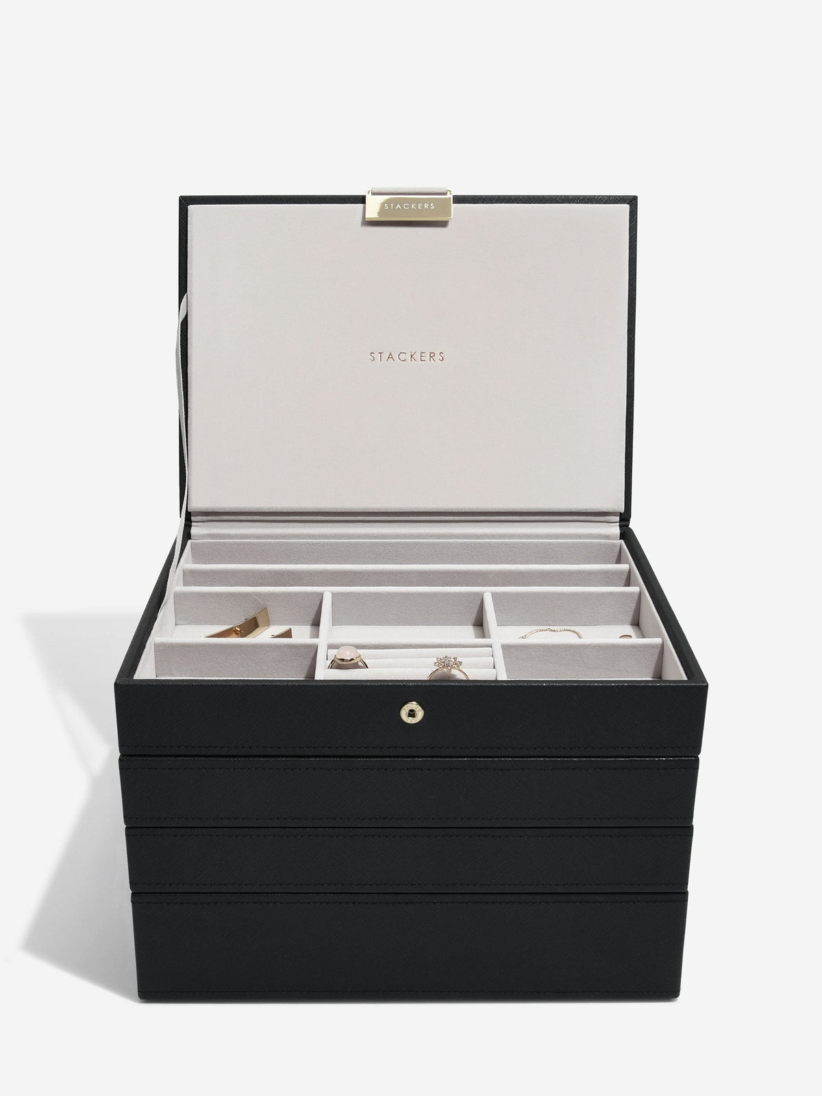 Stackers Klassieke Juwelendoos Set van 4 Zwart - Mystackers