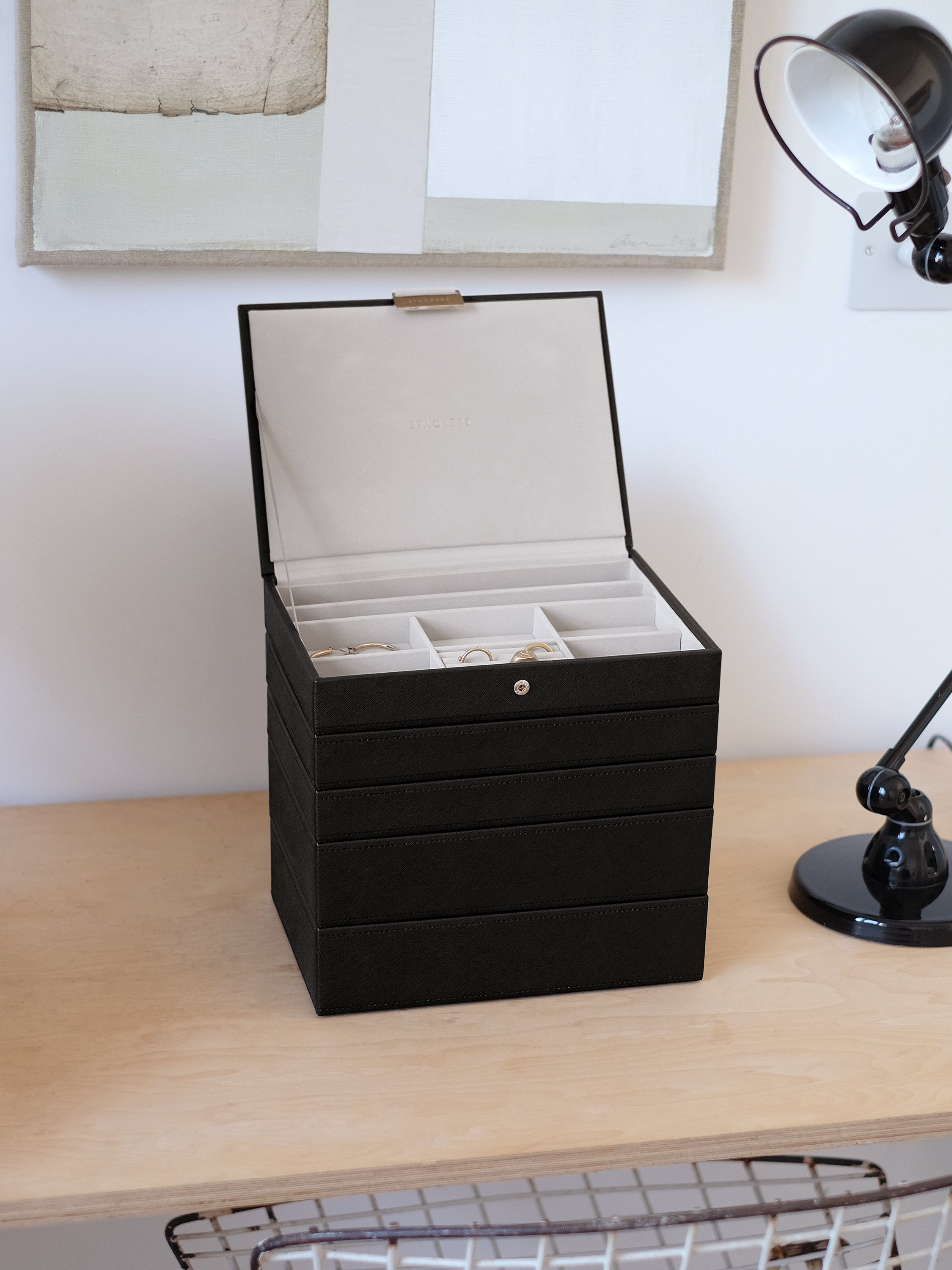 Stackers Klassieke Juwelendoos Set van 5 Zwart - Mystackers