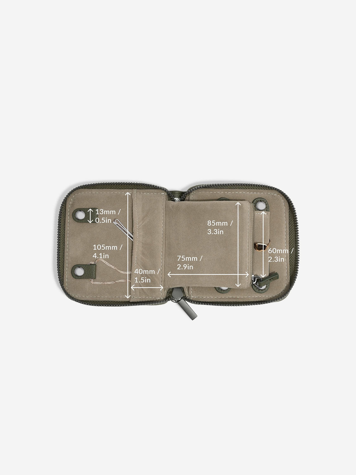 Stackers Compact Jewellery Roll Olijfgroen - Mystackers