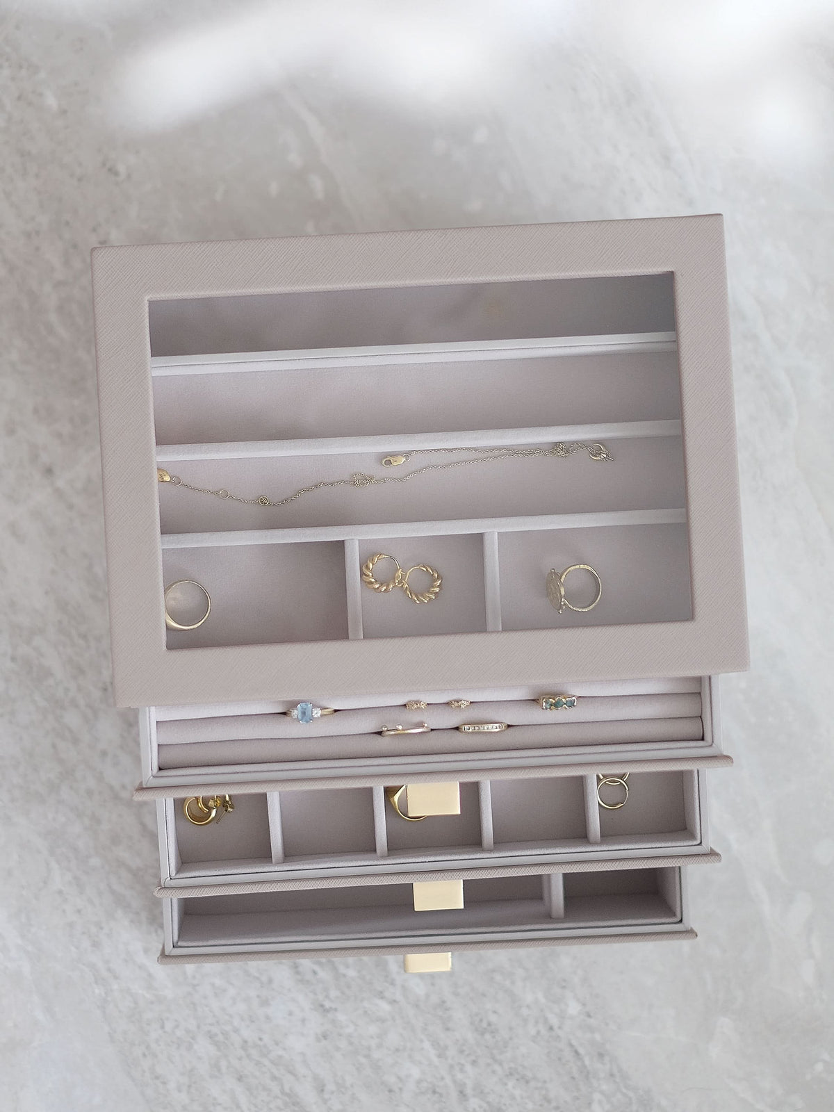 Stackers Klassieke Display Juwelendoos Set van 3 Taupe - Mystackers