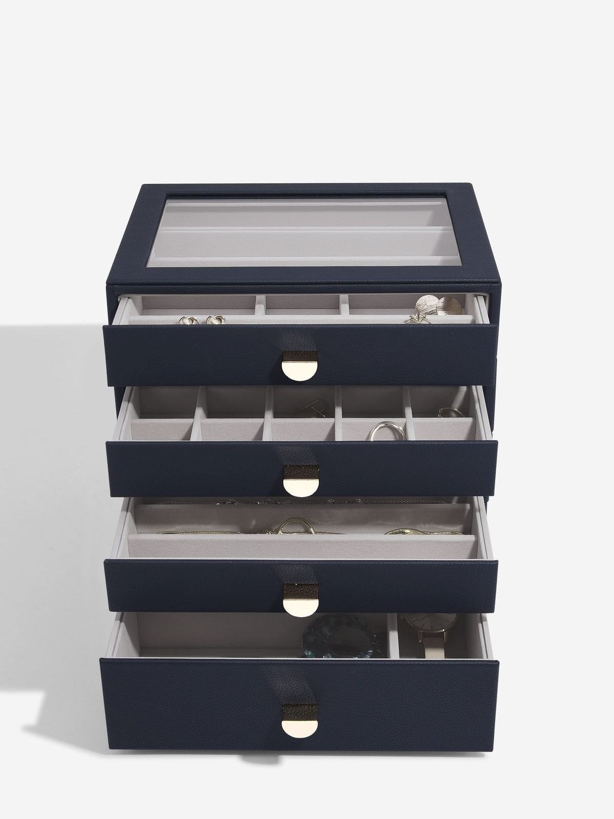 Stackers Klassieke Display Juwelendoos Set van 4 Marineblauw - Mystackers