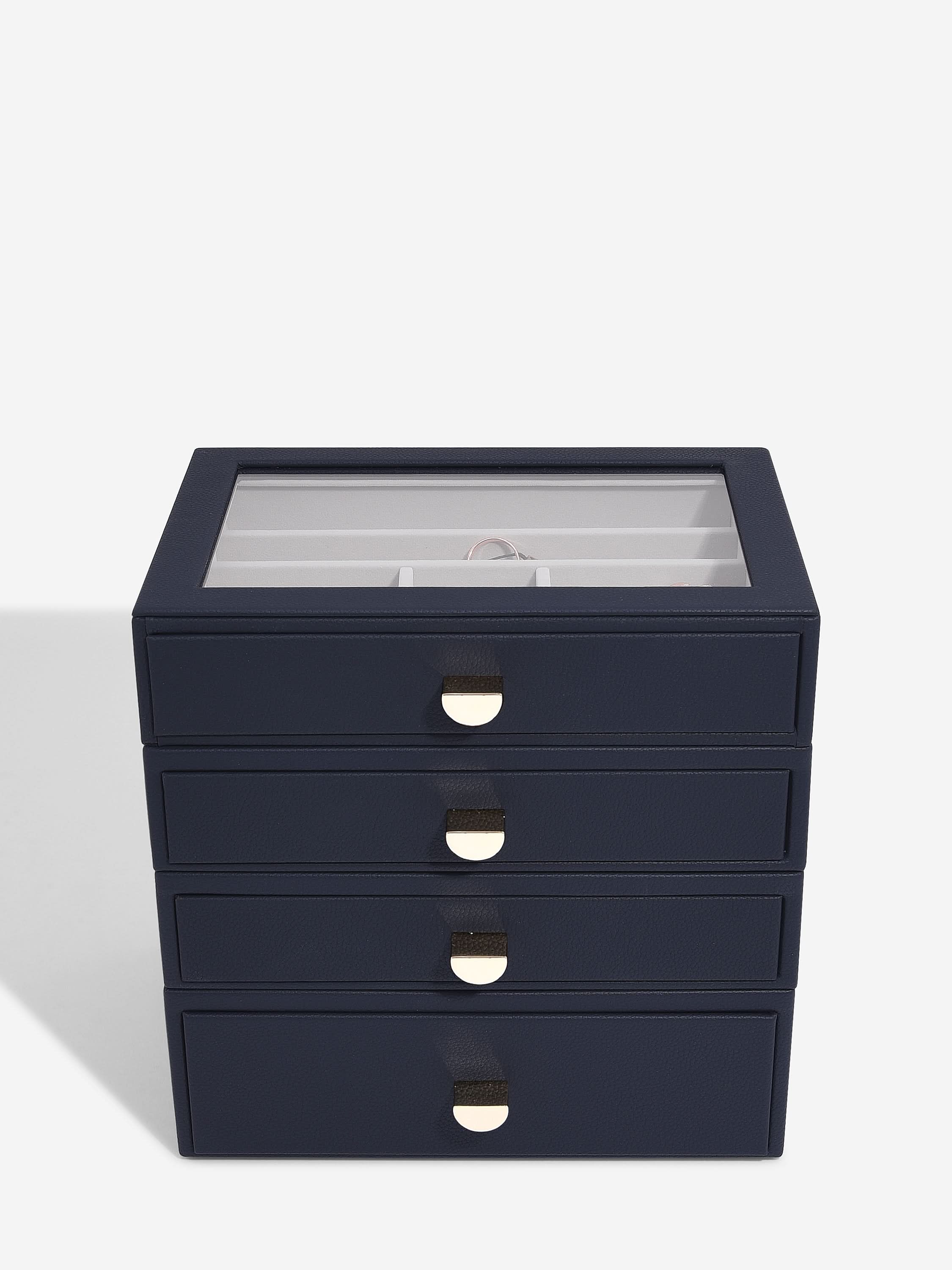 Stackers Klassieke Display Juwelendoos Set van 4 Marineblauw - Mystackers