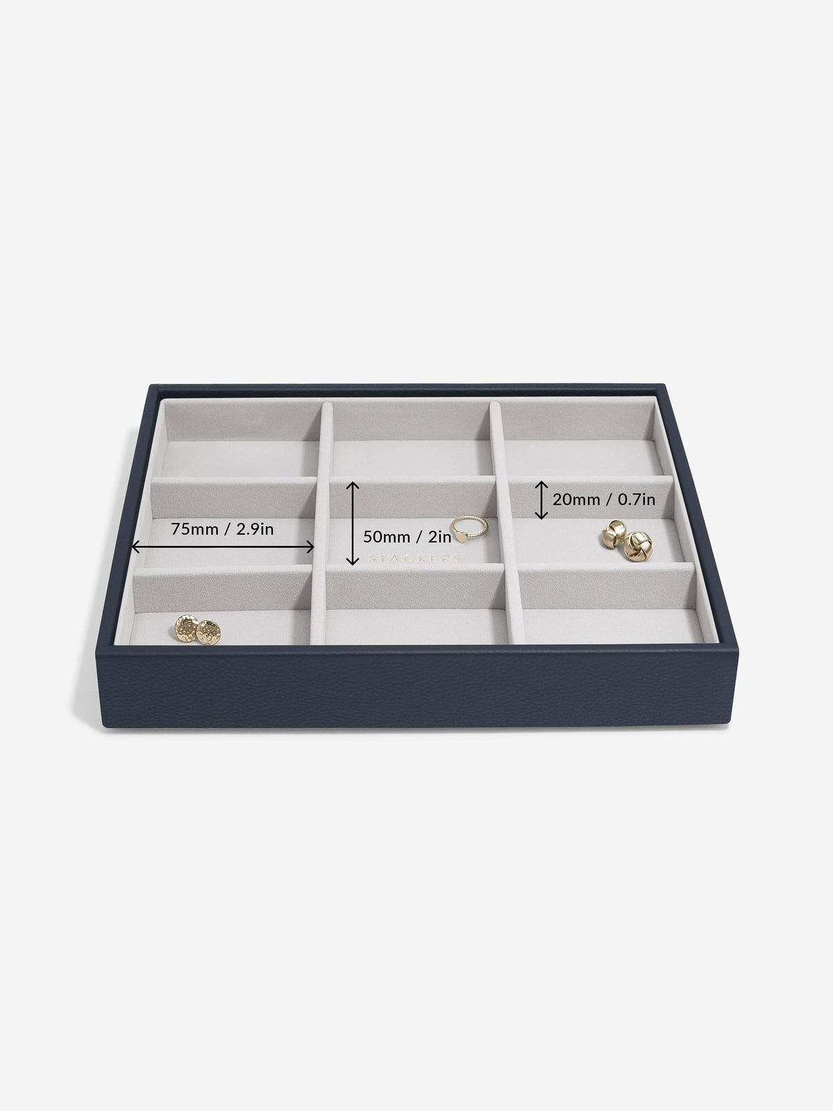 Stackers standaard Sieradenlaag voor Klassieke Juwelendoos Marineblauw - Mystackers