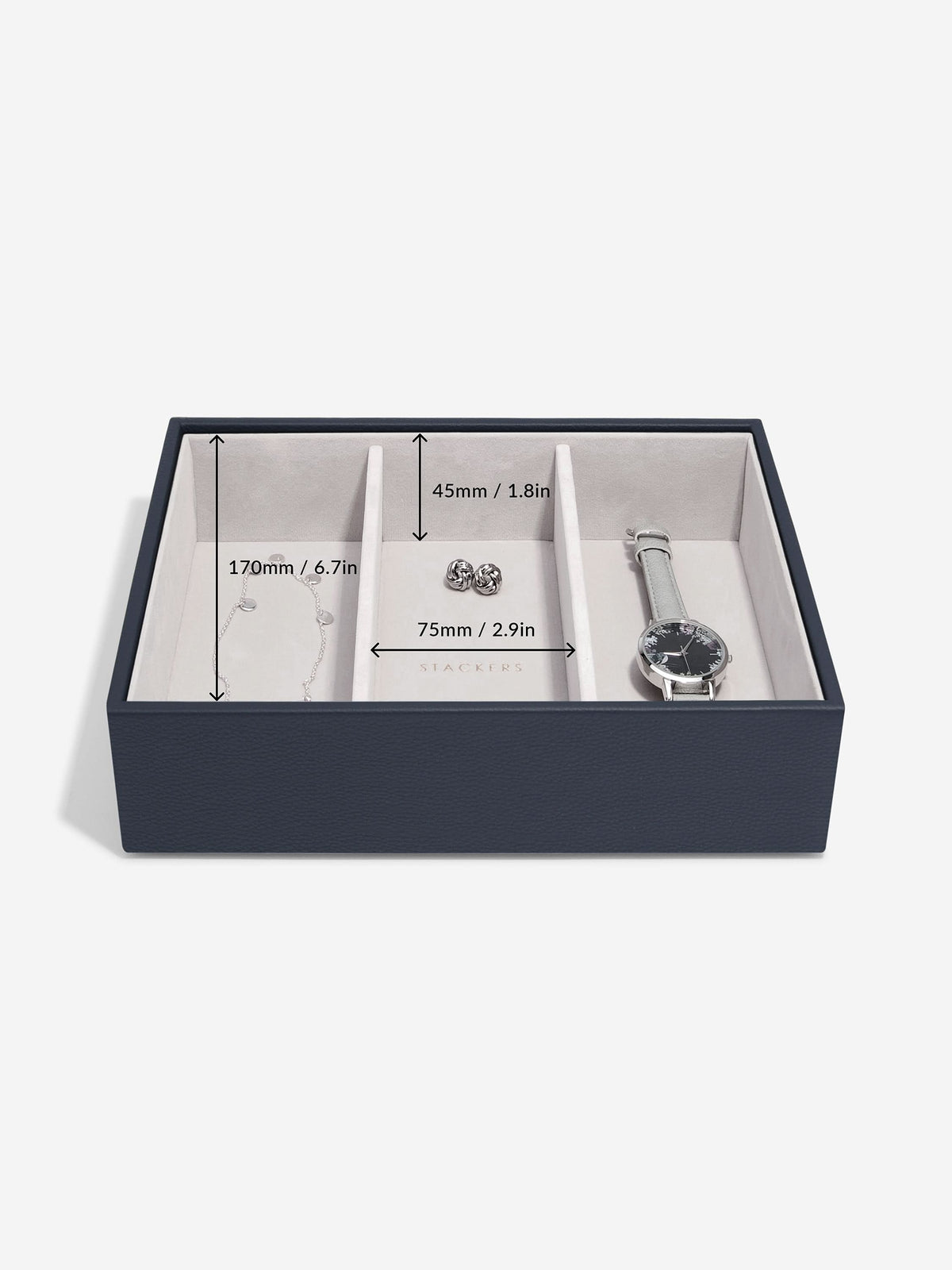 Stackers Horloge & Accessoirelaag voor Klassieke Juwelendoos Marineblauw - Mystackers