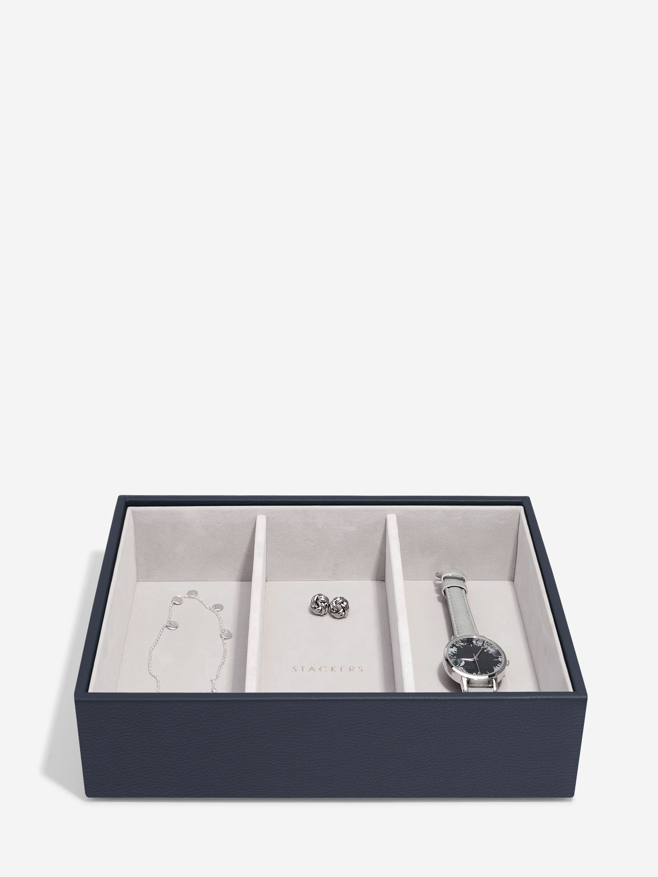 Stackers Klassieke Juwelendoos Set van 3 Marineblauw - Mystackers
