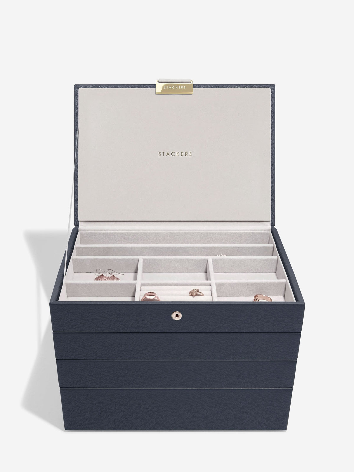 Stackers Klassieke Juwelendoos Set van 4 Marineblauw - Mystackers