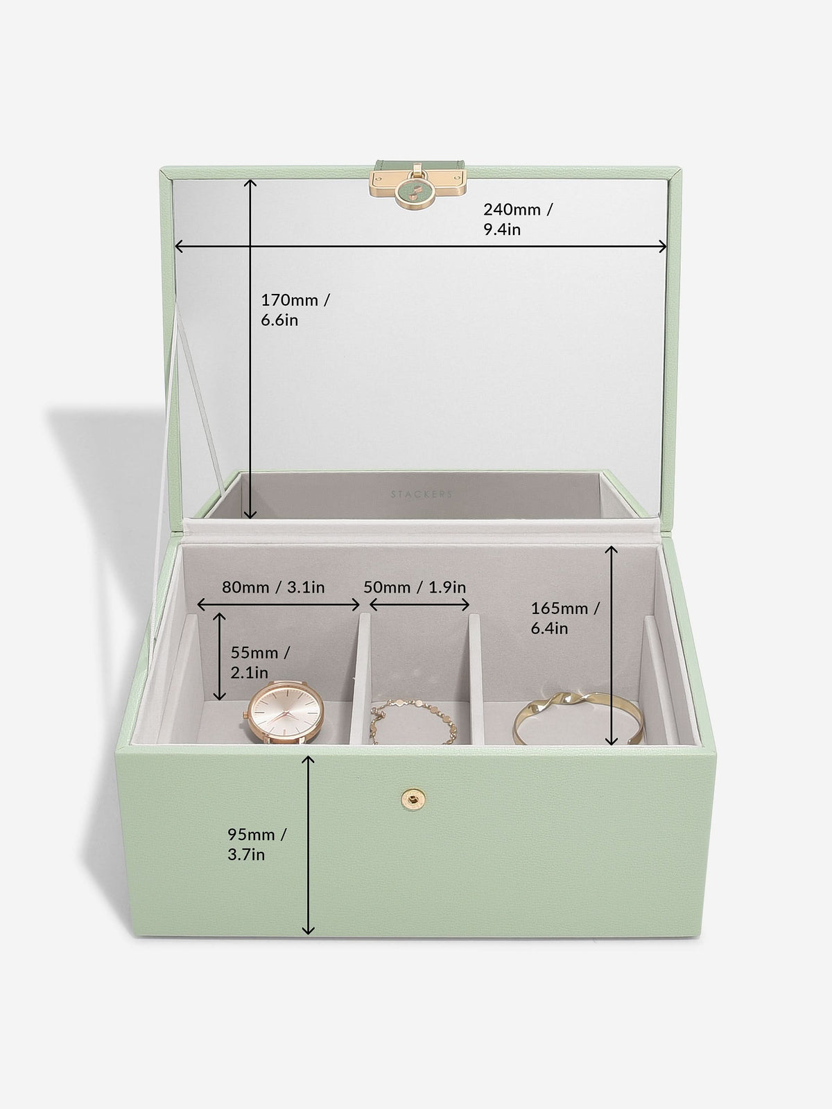 Stackers Luxe Klassieke Juwelendoos Saliegroen - Mystackers