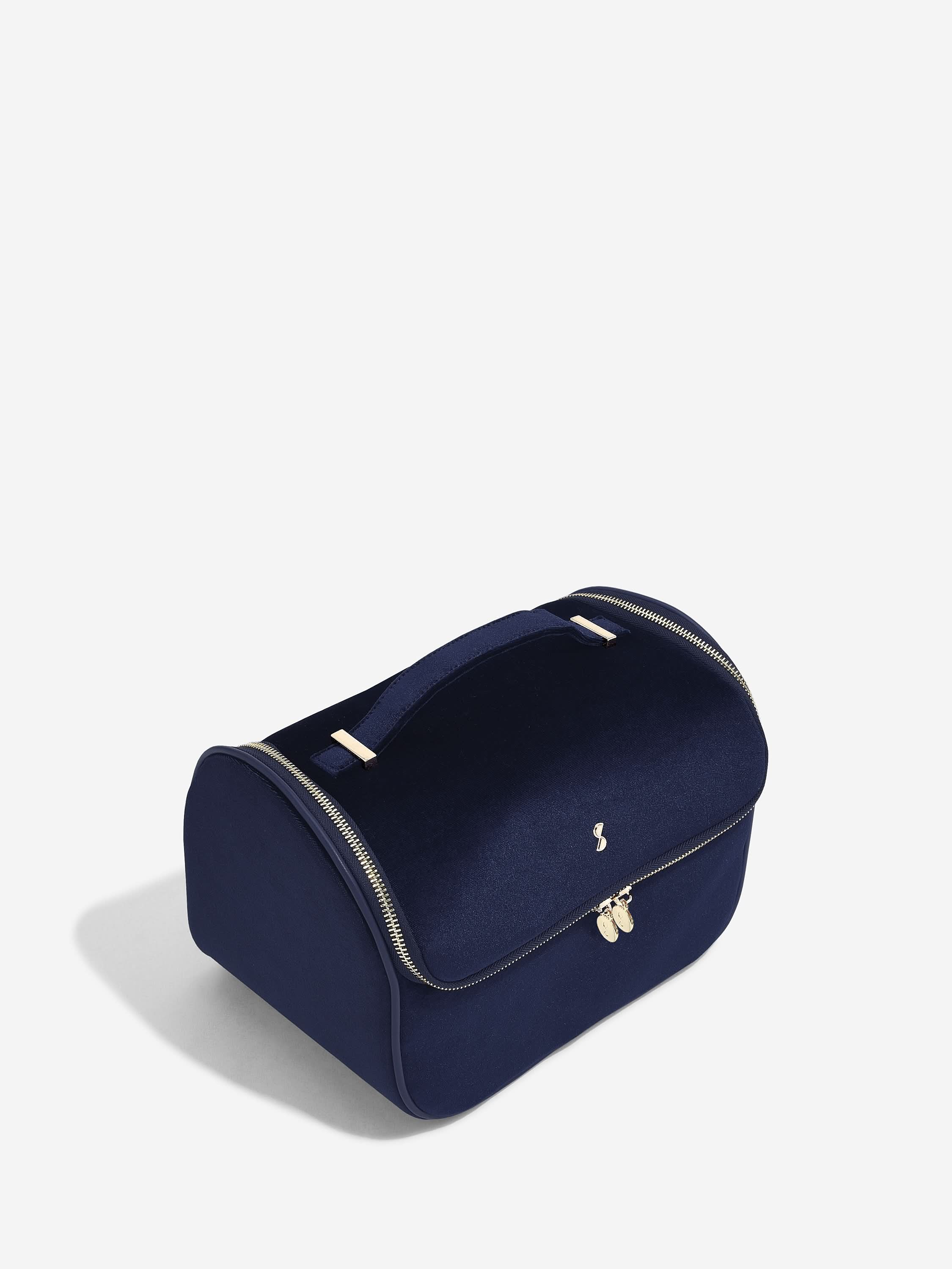 Stackers Grote Cosmeticacase Marineblauw Fluweel - Mystackers