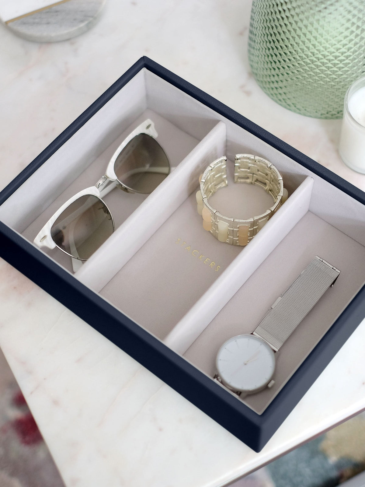 Stackers Klassieke Juwelendoos Set van 2 Marineblauw - Mystackers