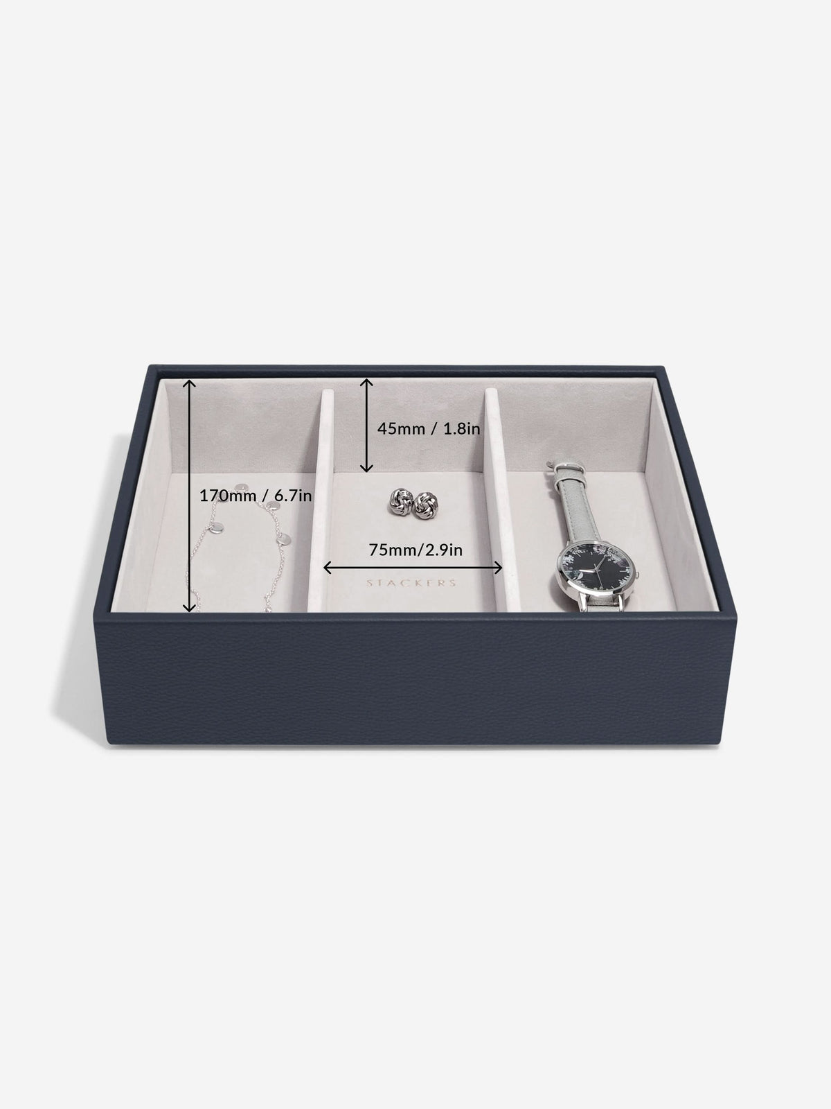 Stackers Klassieke Juwelendoos Set van 2 Marineblauw - Mystackers