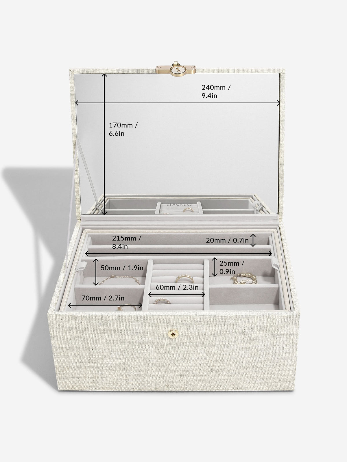 Stackers Luxe Klassieke Juwelendoos Havermout & Linnen - Mystackers