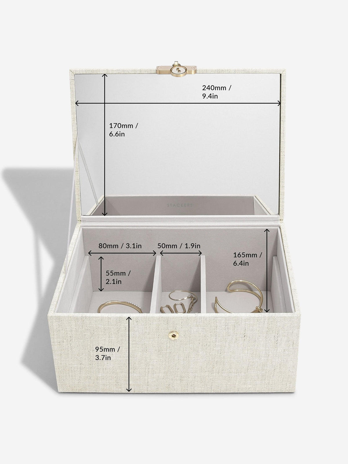 Stackers Luxe Klassieke Juwelendoos Havermout & Linnen - Mystackers