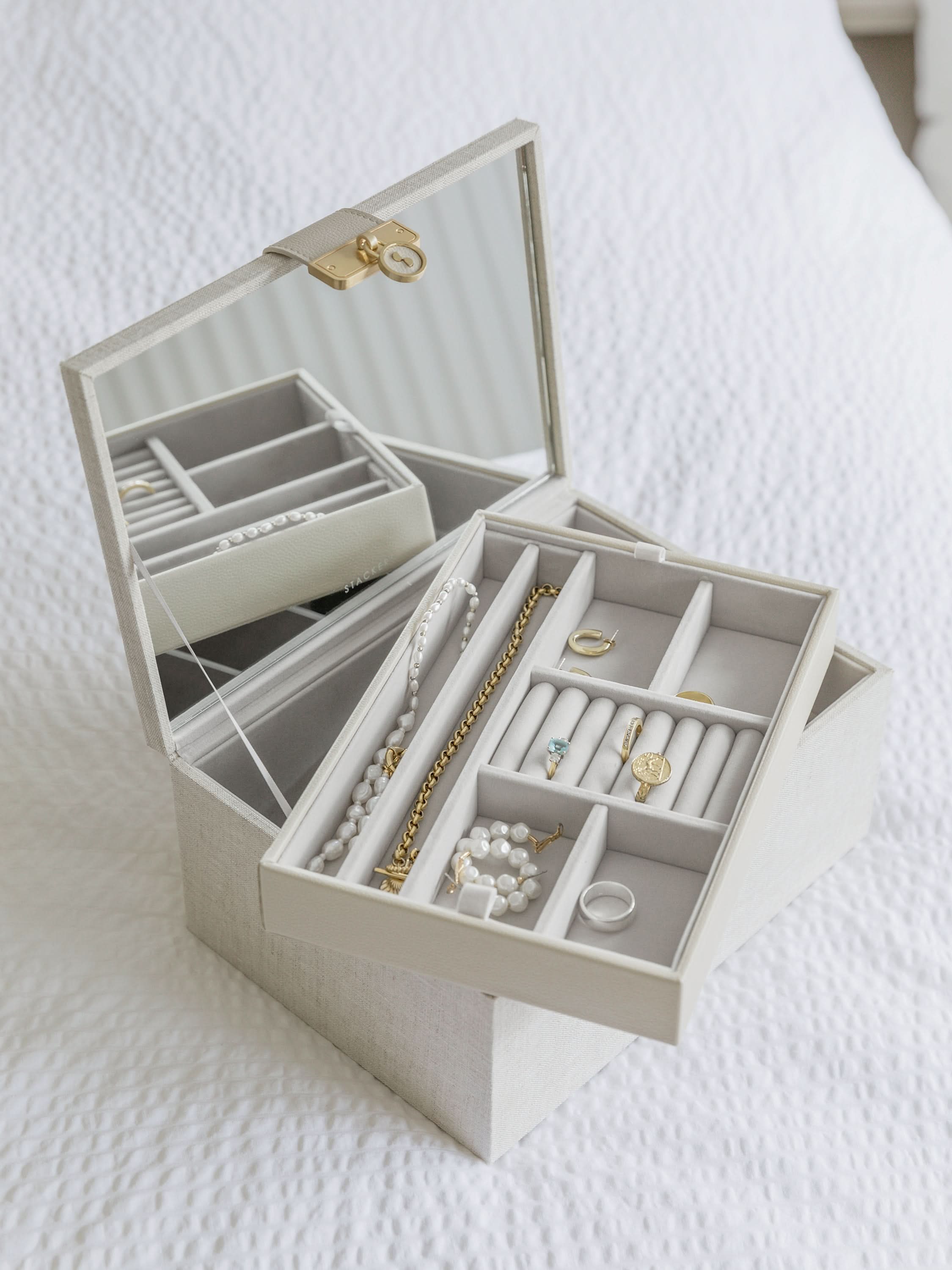 Stackers Luxe Klassieke Juwelendoos Havermout & Linnen - Mystackers