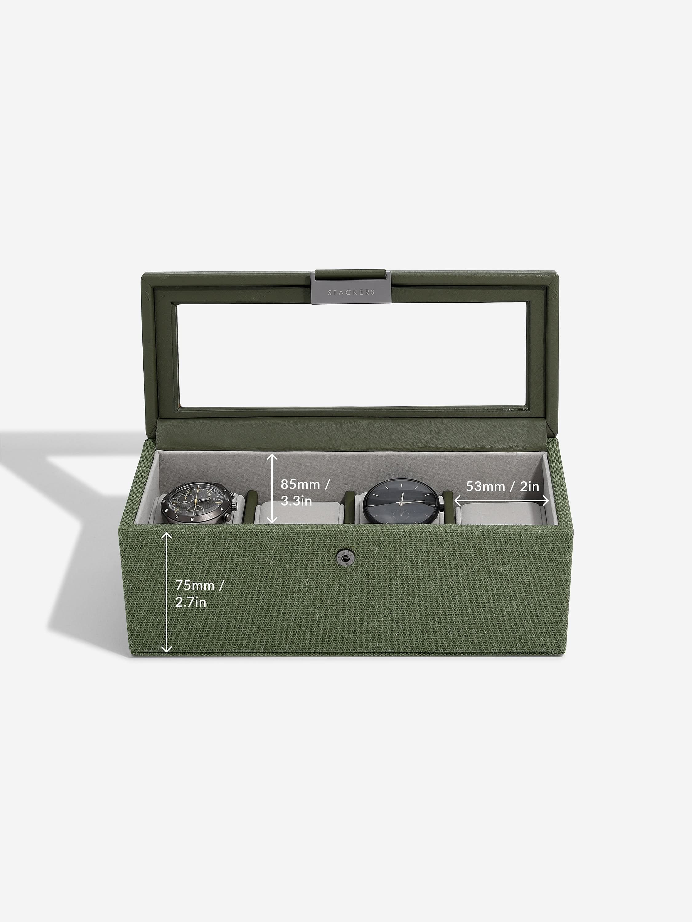 Stackers Vierdelige Horlogedoos Groen Canvas - Mystackers
