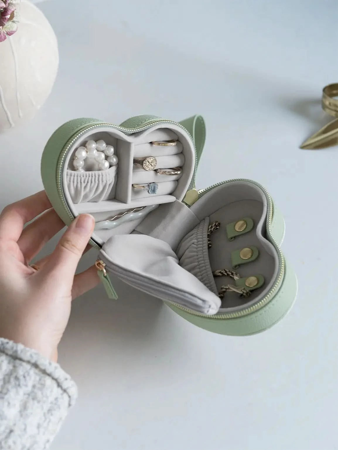 Stackers Mama Heart Travel Jewellery Box Groen - Mystackers