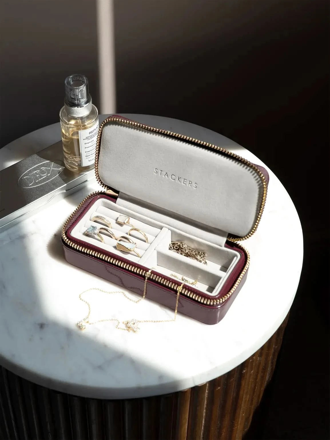 Stackers Medium Travel box Kersenrood Gelakt - Mystackers