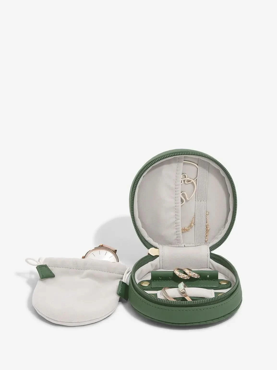 Stackers Ronde Travel Jewellery Box Smaragdgroen - Mystackers