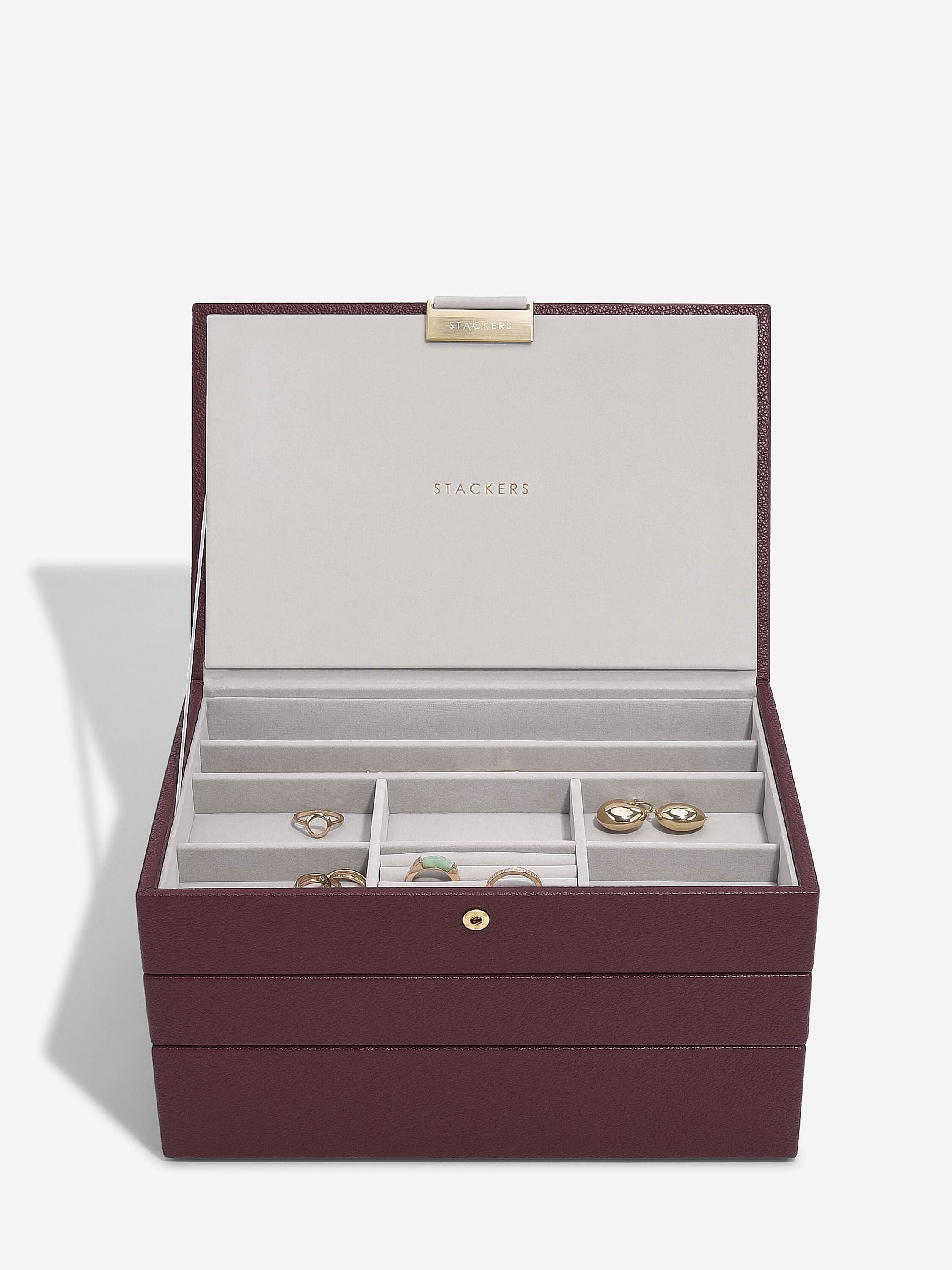 Stackers Klassieke Juwelendoos Set van 3 Bordeaux - Mystackers