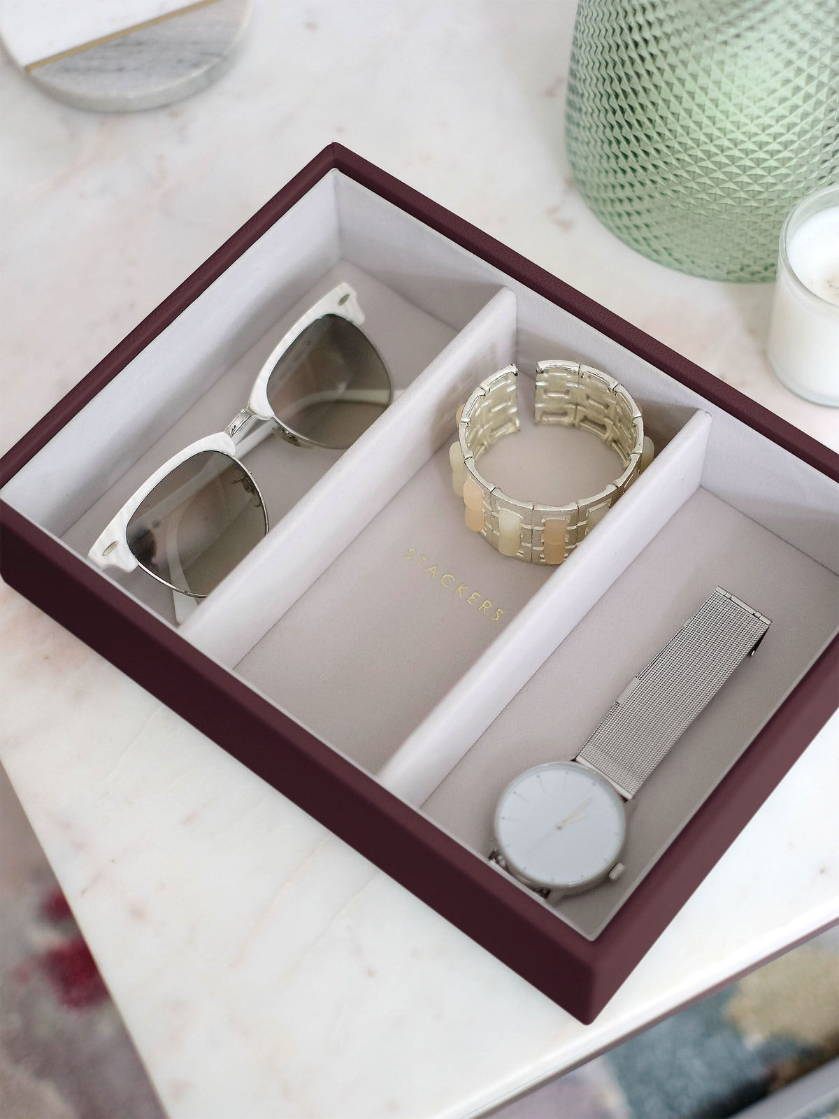 Stackers Horloge & Accessoirelaag voor Klassieke Juwelendoos Bordeaux - Mystackers