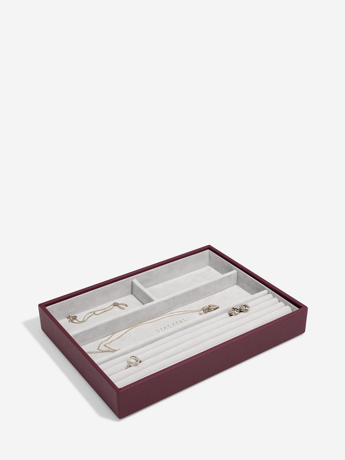 Stackers Ring & Armbandenlaag voor Klassieke Juwelendoos Bordeaux - Mystackers
