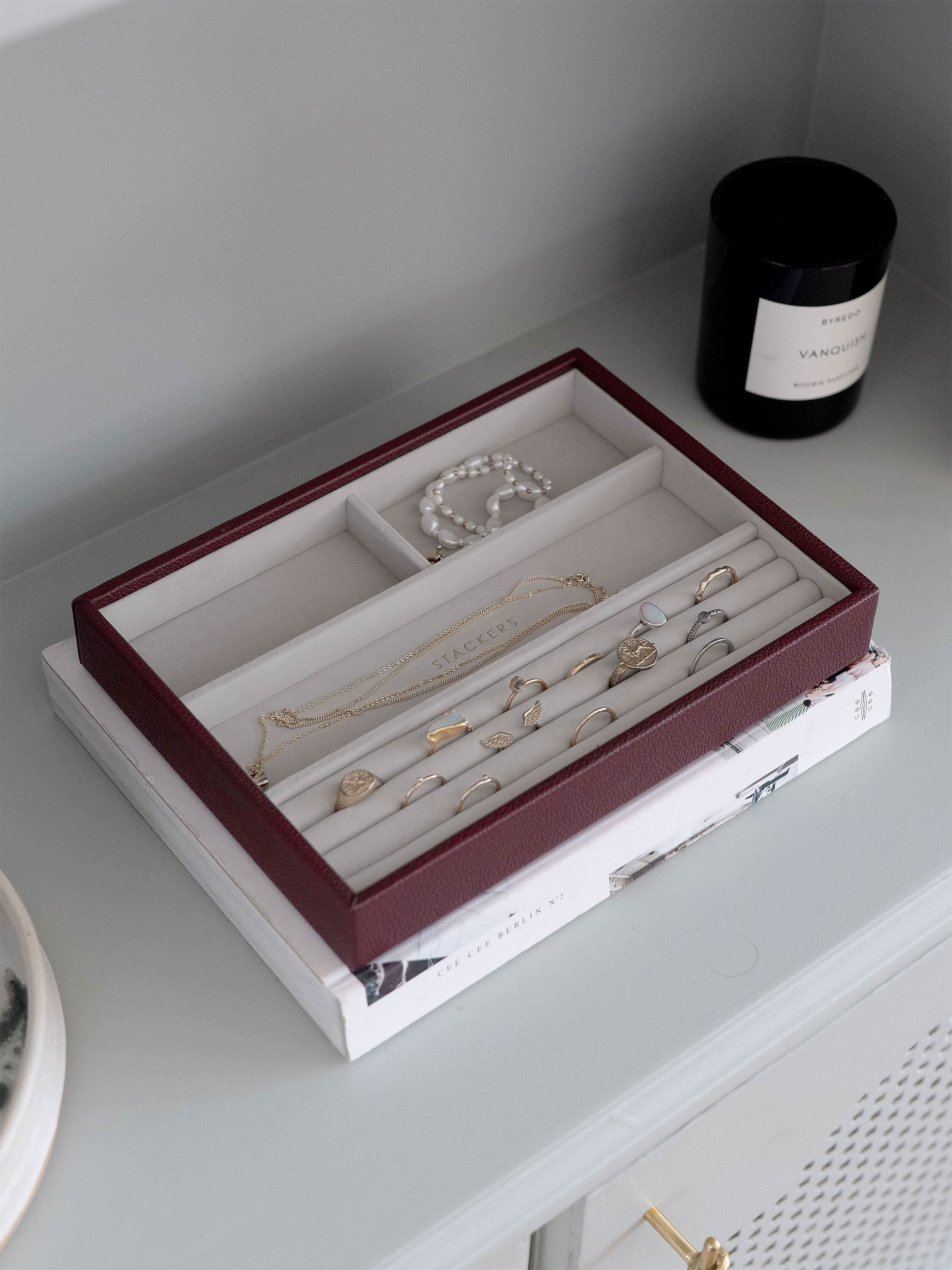 Stackers Ring & Armbandenlaag voor Klassieke Juwelendoos Bordeaux - Mystackers