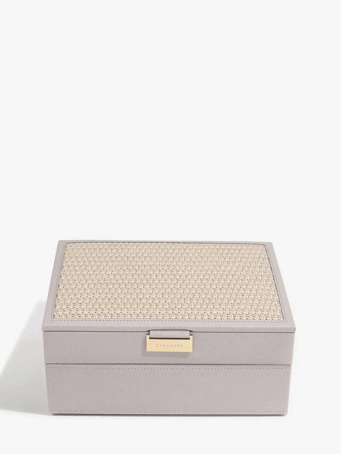 Stackers Klassieke Juwelendoos Set van 2 Taupe Raffia - Mystackers