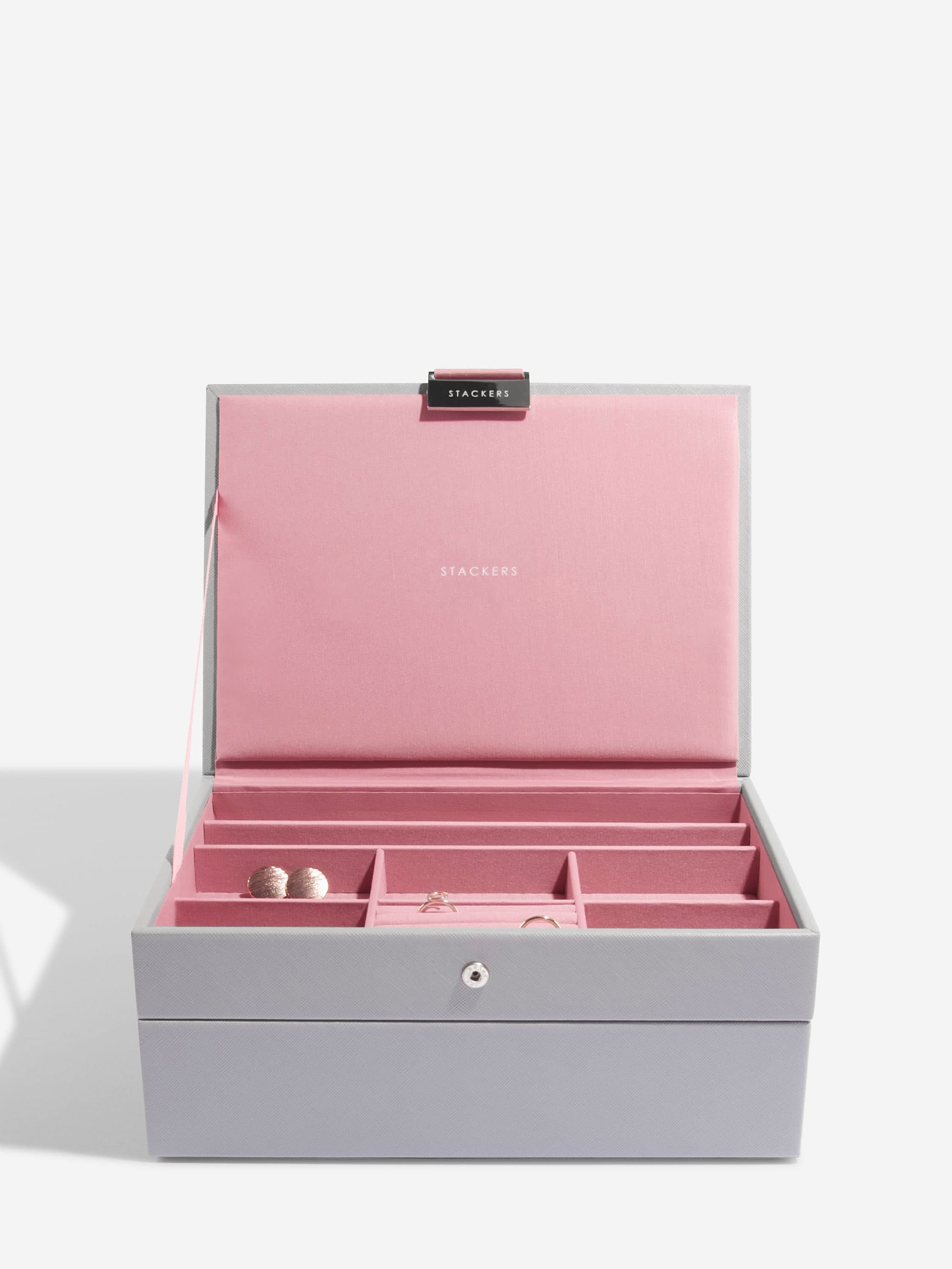 Stackers Klassieke Juwelendoos Set van 2 Grijs & Roze - Mystackers