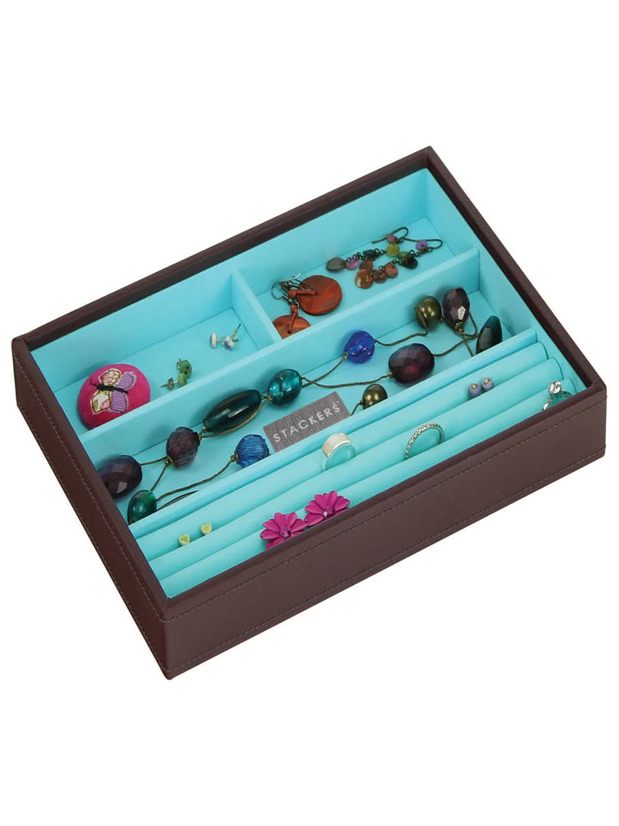 Stackers Ring & Armbandenlaag voor Klassieke Juwelendoos Chocolade Bruin - Mystackers