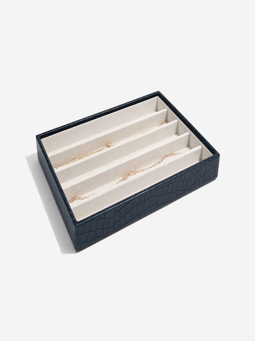 Stackers Halskettingenlaag voor Klassieke Juwelendoos Marineblauw Croco - Stackers.be